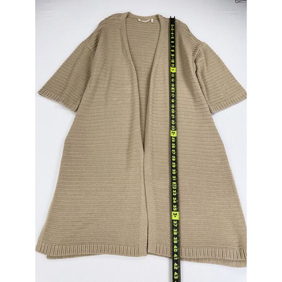 Soft Surroundings Women's Metallic Knit Longline Cardigan Sweater XL Tan - Picture 12 of 12